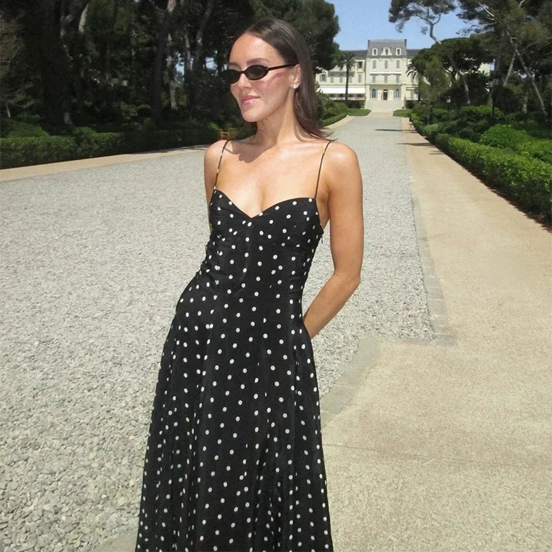 Cami Dresses - Casual Polka Dot Spring Maxi Dress – Women Flawless Style