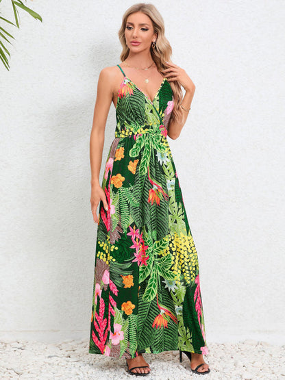 Garden Party Robe longue caraco pour femme avec imprimé tropical