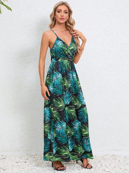 Garden Party Women's Cami Maxi Dress with Tropical Print