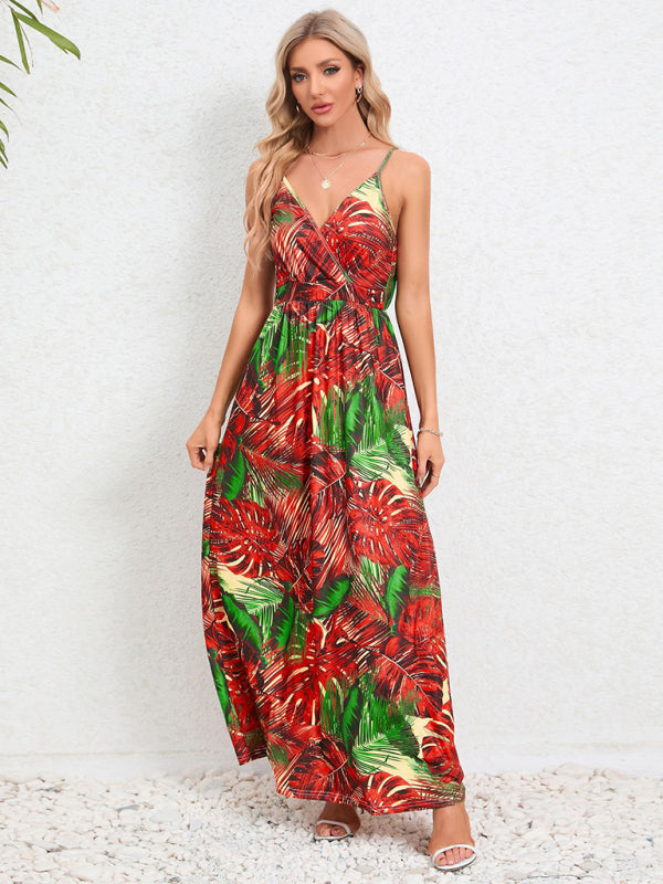 Garden Party Robe longue caraco pour femme avec imprimé tropical