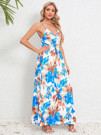 Garden Party Robe longue caraco pour femme avec imprimé tropical