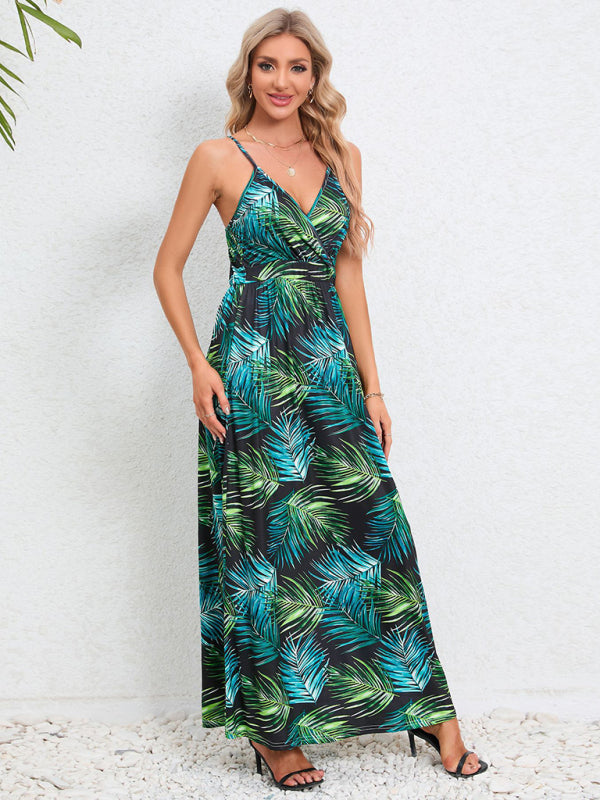 Garden Party Robe longue caraco pour femme avec imprimé tropical