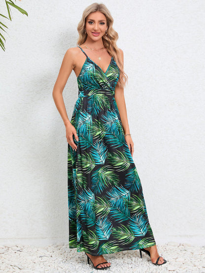 Garden Party Women's Cami Maxi Dress with Tropical Print