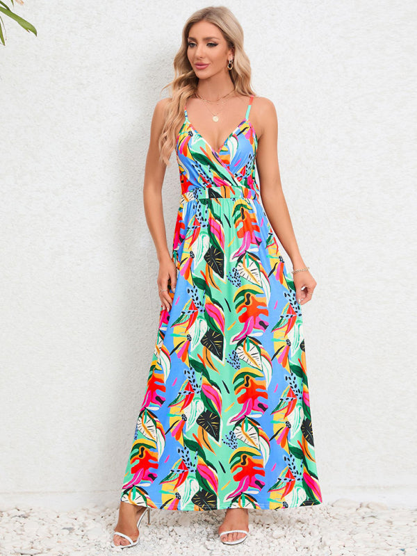 Garden Party Robe longue caraco pour femme avec imprimé tropical