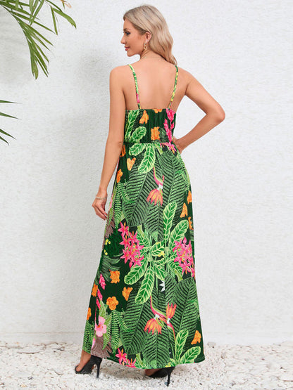 Garden Party Robe longue caraco pour femme avec imprimé tropical