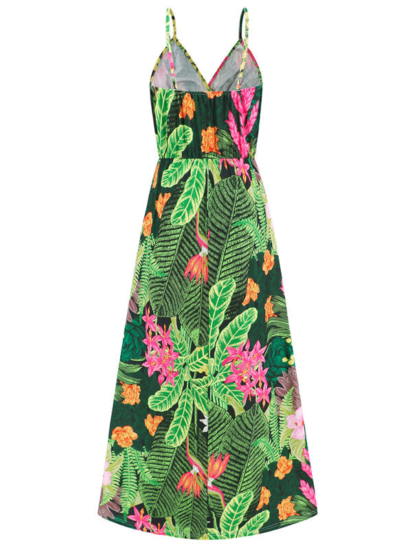 Garden Party Women's Cami Maxi Dress with Tropical Print