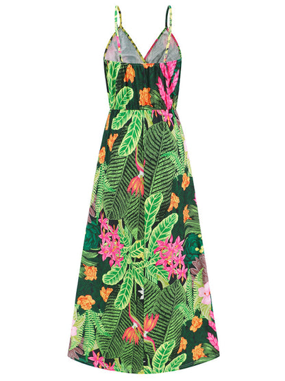 Garden Party Women's Cami Maxi Dress with Tropical Print