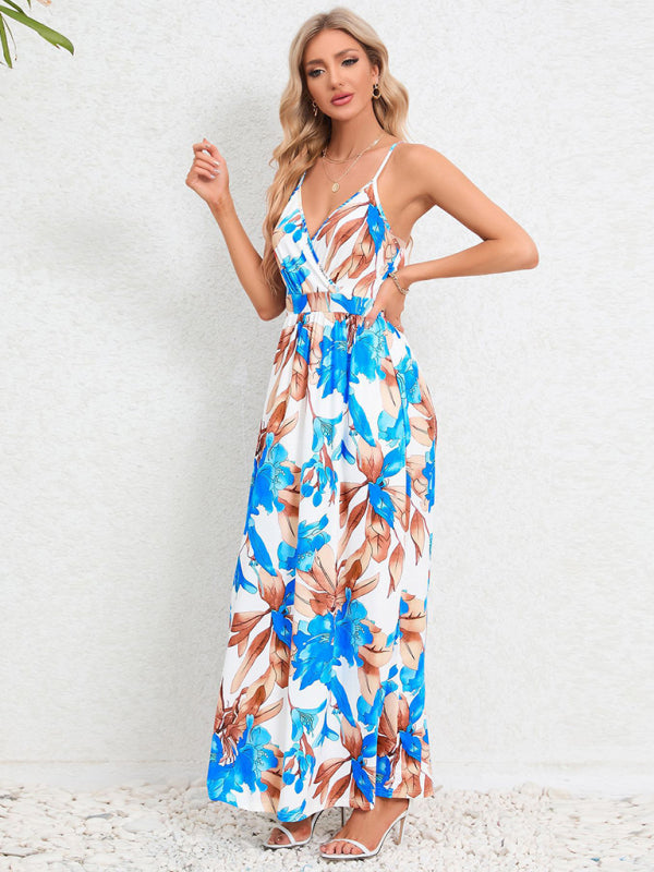 Garden Party Robe longue caraco pour femme avec imprimé tropical