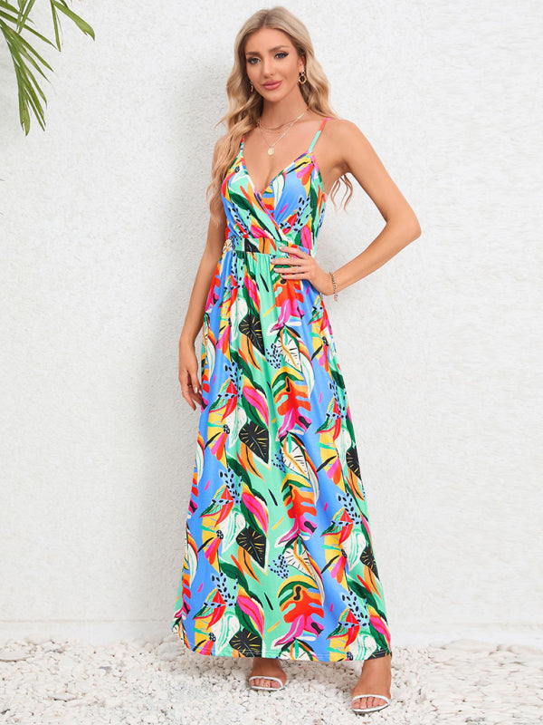 Garden Party Robe longue caraco pour femme avec imprimé tropical