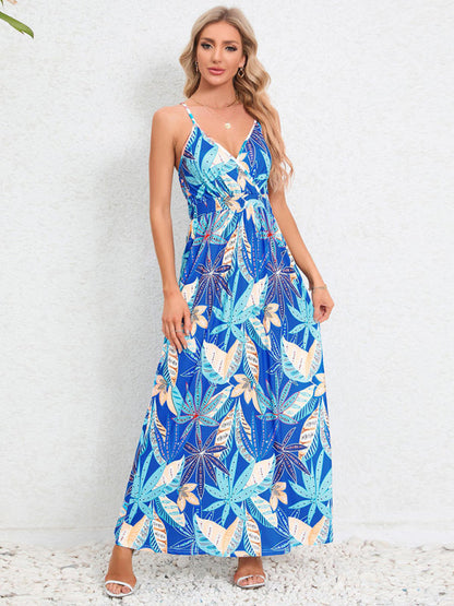 Garden Party Robe longue caraco pour femme avec imprimé tropical