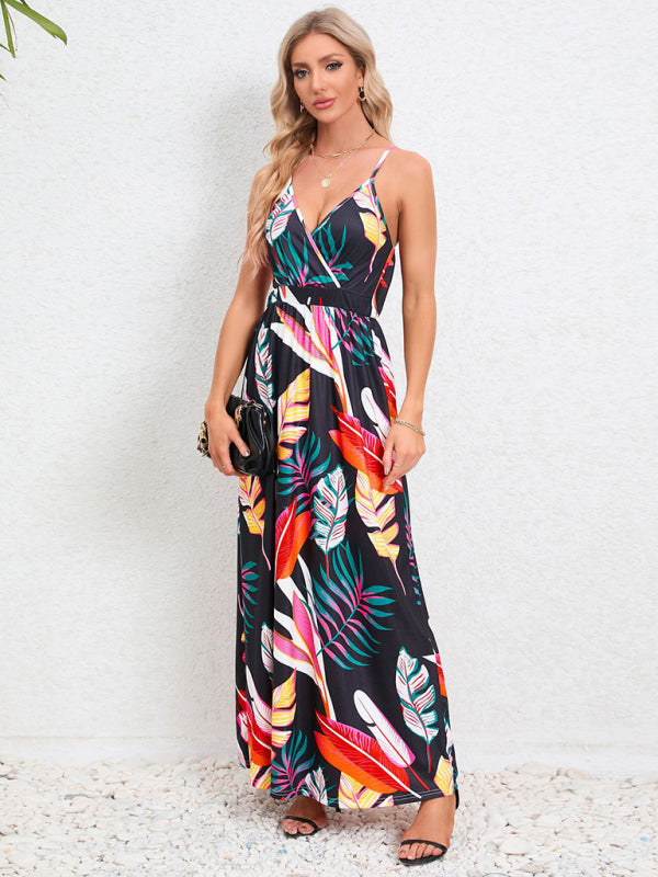 Garden Party Robe longue caraco pour femme avec imprimé tropical