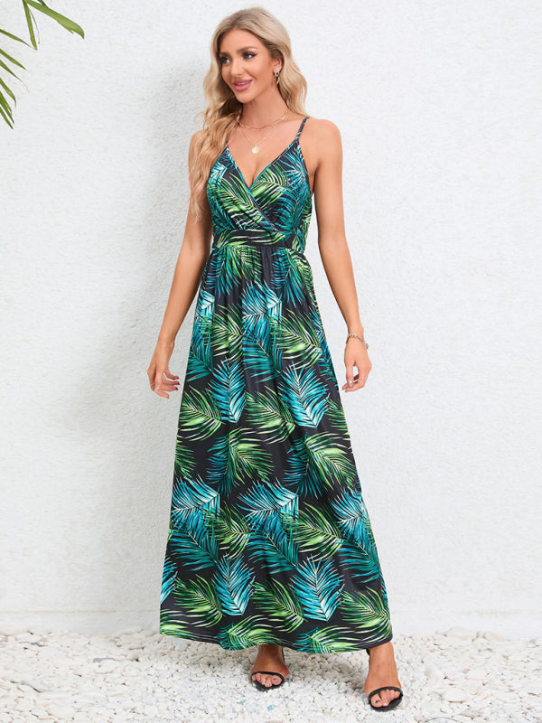 Garden Party Robe longue caraco pour femme avec imprimé tropical