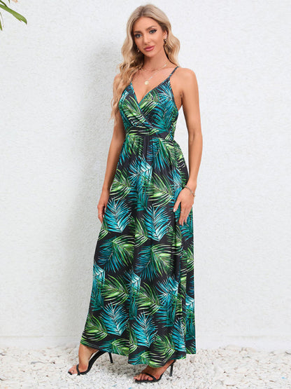 Garden Party Robe longue caraco pour femme avec imprimé tropical