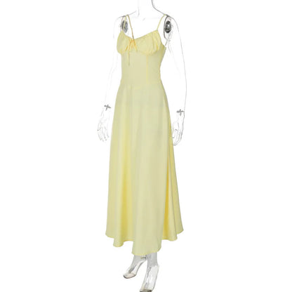 Cami Dresses- Maxi Dress in Pastel Yellow for Daytime Occasions- - Pekosa Women Fashion