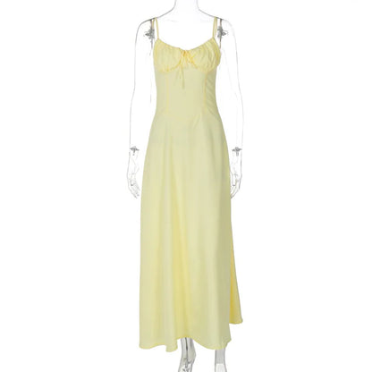 Cami Dresses- Maxi Dress in Pastel Yellow for Daytime Occasions- S L M- Pekosa Women Fashion