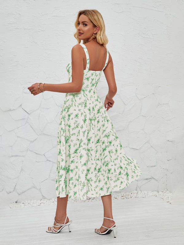 Cami Dresses- Summer Garden Parties Floral A-Line Midi Dress- - Pekosa Women Fashion