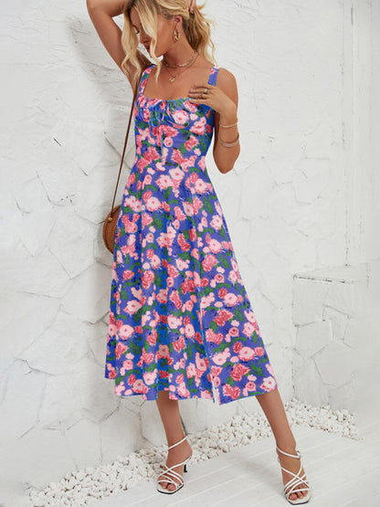 Cami Dresses- Summer Garden Parties Floral A-Line Midi Dress- - Pekosa Women Fashion