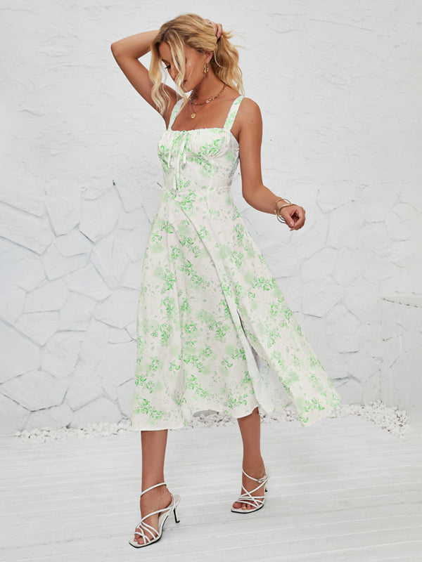 Cami Dresses- Summer Garden Parties Floral A-Line Midi Dress- - Pekosa Women Fashion