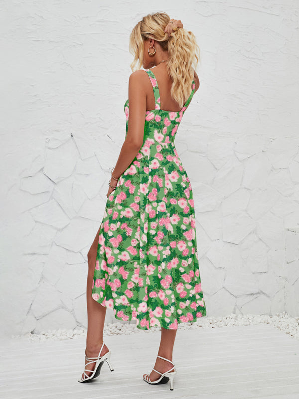 Cami Dresses- Summer Garden Parties Floral A-Line Midi Dress- - Pekosa Women Fashion