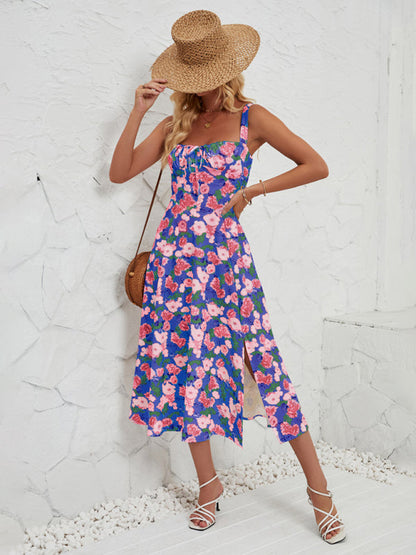 Cami Dresses- Summer Garden Parties Floral A-Line Midi Dress- Pattern1- Pekosa Women Fashion