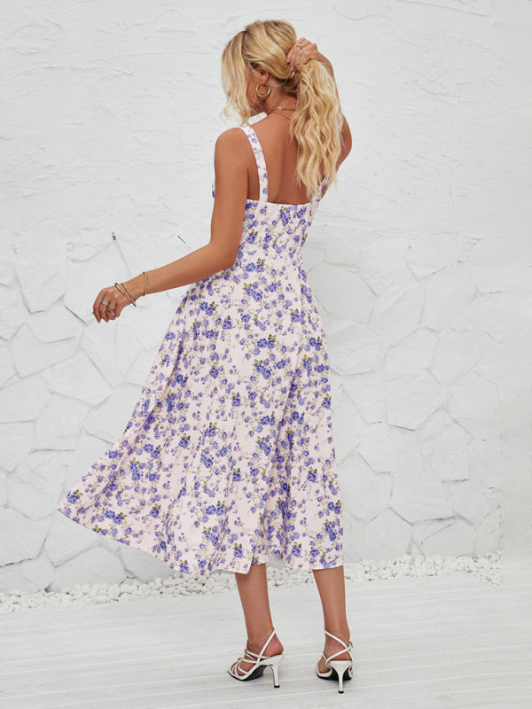 Cami Dresses- Summer Garden Parties Floral A-Line Midi Dress- - Pekosa Women Fashion