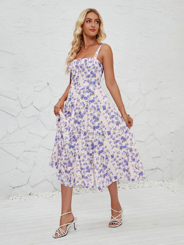 Cami Dresses- Summer Garden Parties Floral A-Line Midi Dress- - Pekosa Women Fashion