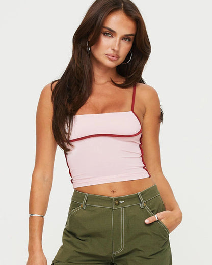 Contrast Binding Cami Top for Women in Slim Fit