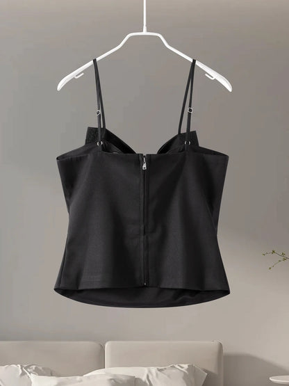 Cami Tops - Evening Black Sparkle Cami Bow Top