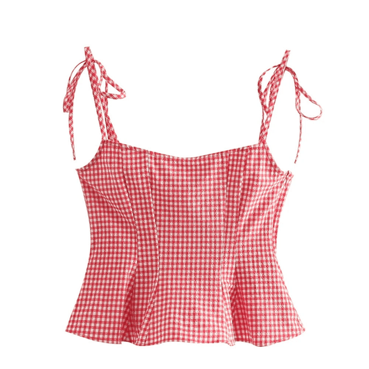 Cami Tops - Trendy Red Gingham Cami Top