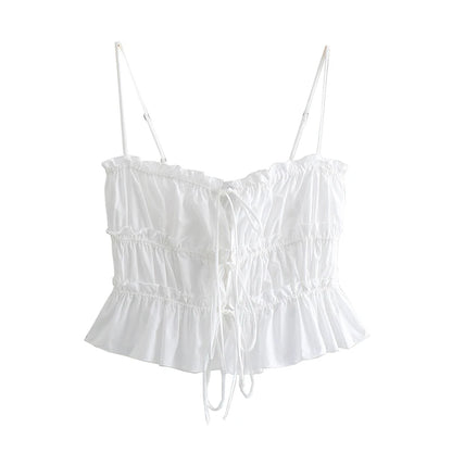 Cami Tops - Trendy White Ruched Cami Top for Summer