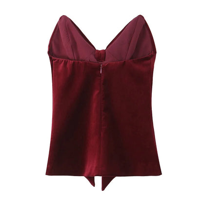 Cami Tops - Velvet Cami with Statement Knot