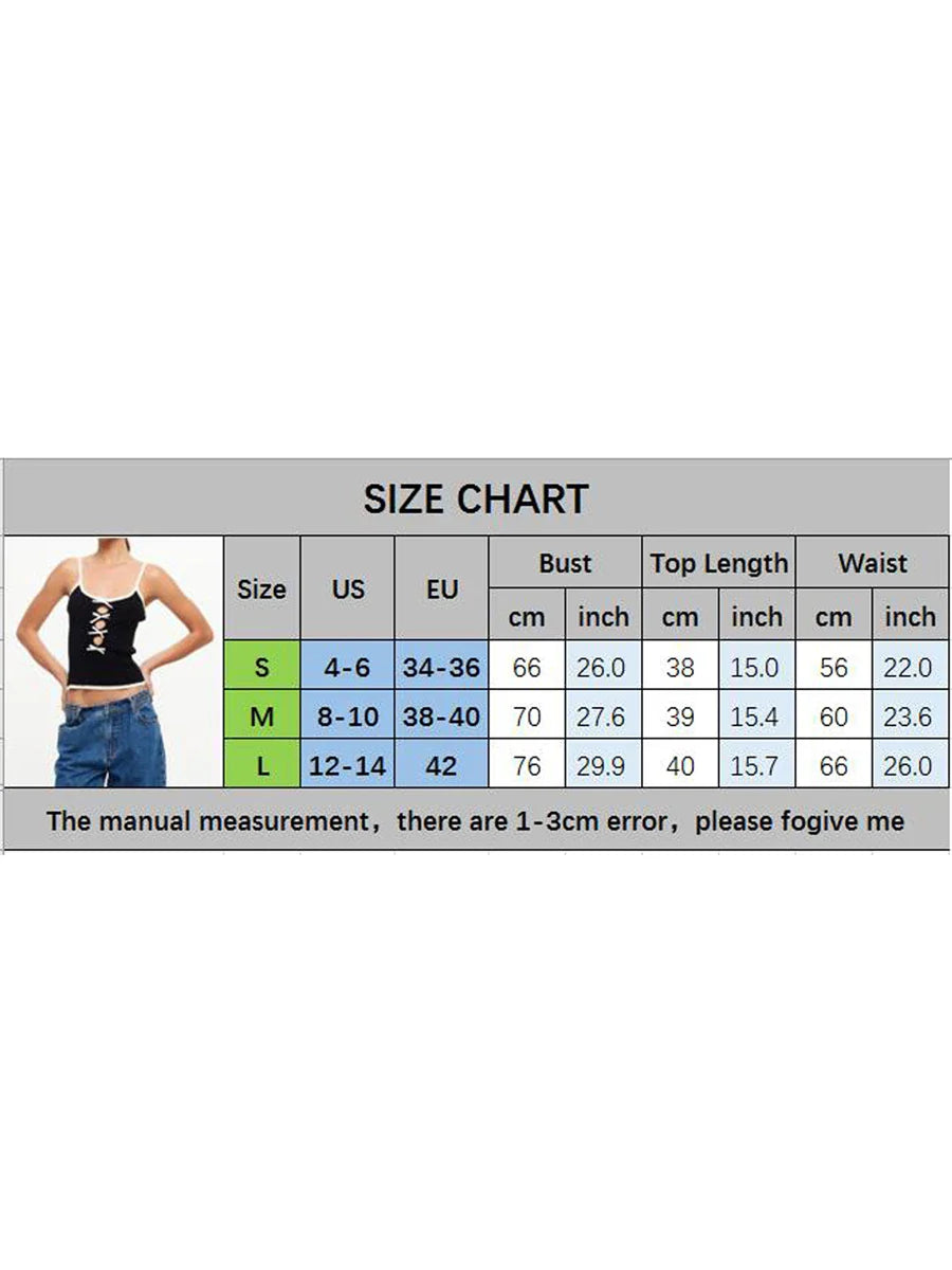 Cami Tops- Women Lace-Up Crop Top in Contrast Knitting- - Chuzko Women Clothing