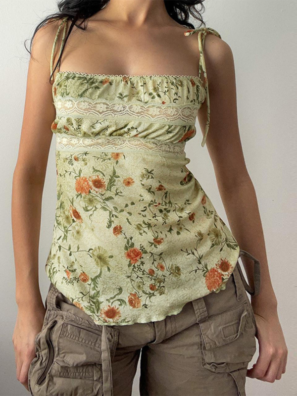 Camis- Floral Sleeveless Cami Top- - Pekosa Women Fashion