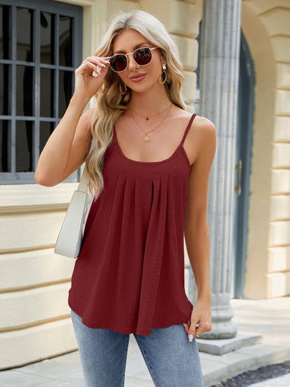 Summer Sleeveless Eyelet Camisole Top for Women