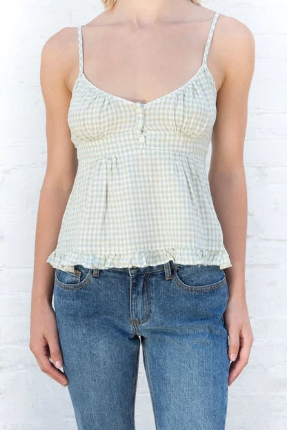 Einfarbiges Camisole-Top im Sommerstil mit Schößchen für Damen