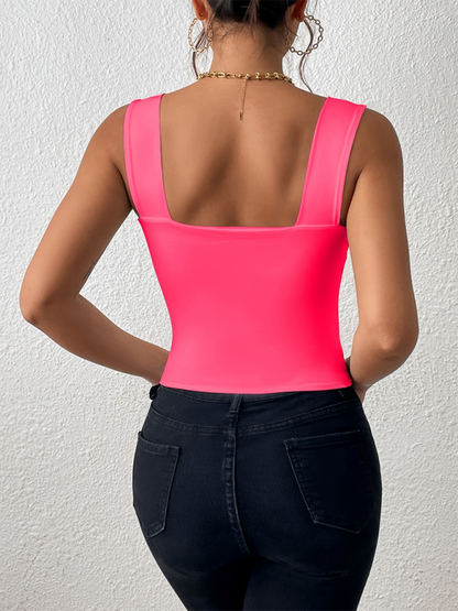 Damen Essential Slim Fit Cami Crop Top mit quadratischem Ausschnitt