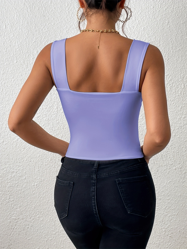 Damen Essential Slim Fit Cami Crop Top mit quadratischem Ausschnitt