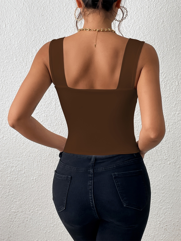 Women's Essential Slim Fit Square Neck Cami Crop Top