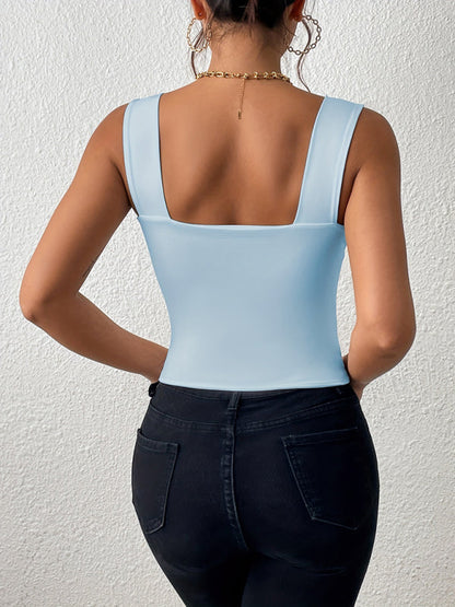 Damen Essential Slim Fit Cami Crop Top mit quadratischem Ausschnitt