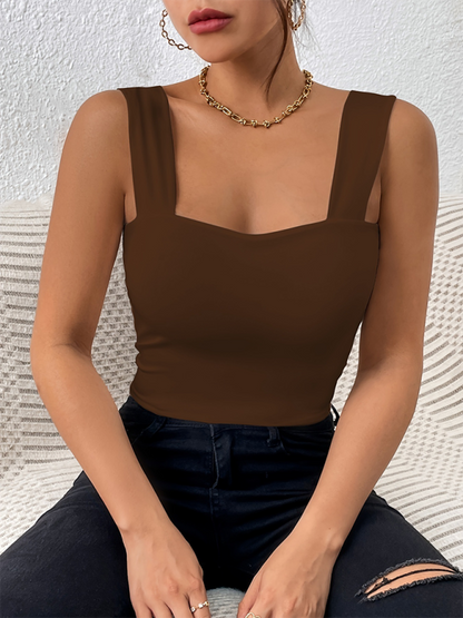 Damen Essential Slim Fit Cami Crop Top mit quadratischem Ausschnitt