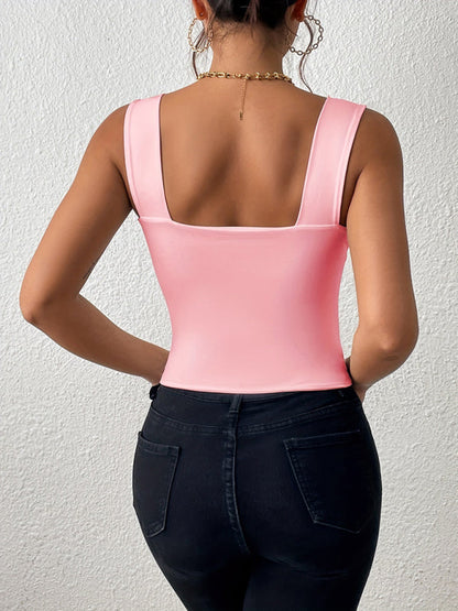 Damen Essential Slim Fit Cami Crop Top mit quadratischem Ausschnitt