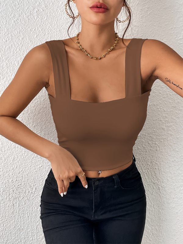 Damen Essential Slim Fit Cami Crop Top mit quadratischem Ausschnitt