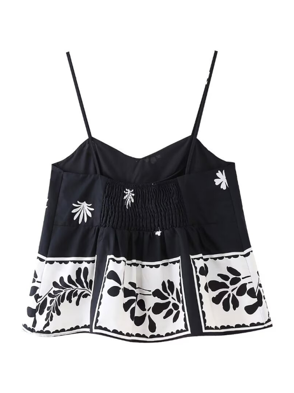 Camisoles - Black & White Cami Floral Top for Women