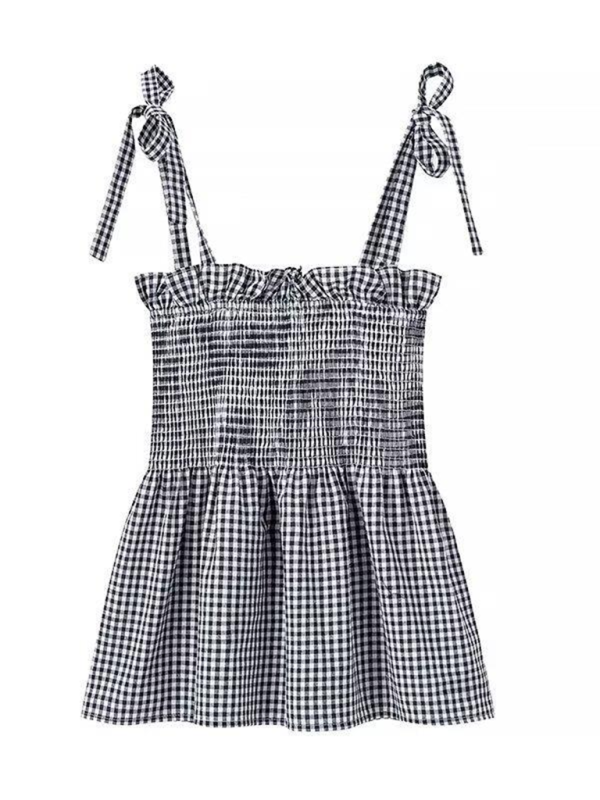 Camisole péplum à carreaux vichy Country pour femme