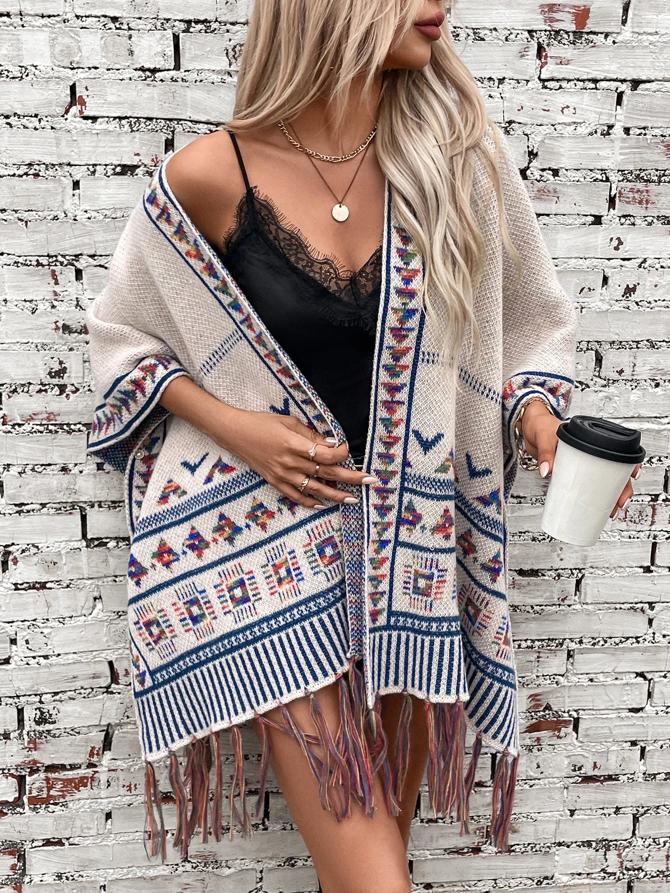 Capes- Tribal-Inspired Cozy Cape for Chilly Evenings- - Pekosa Women Fashion