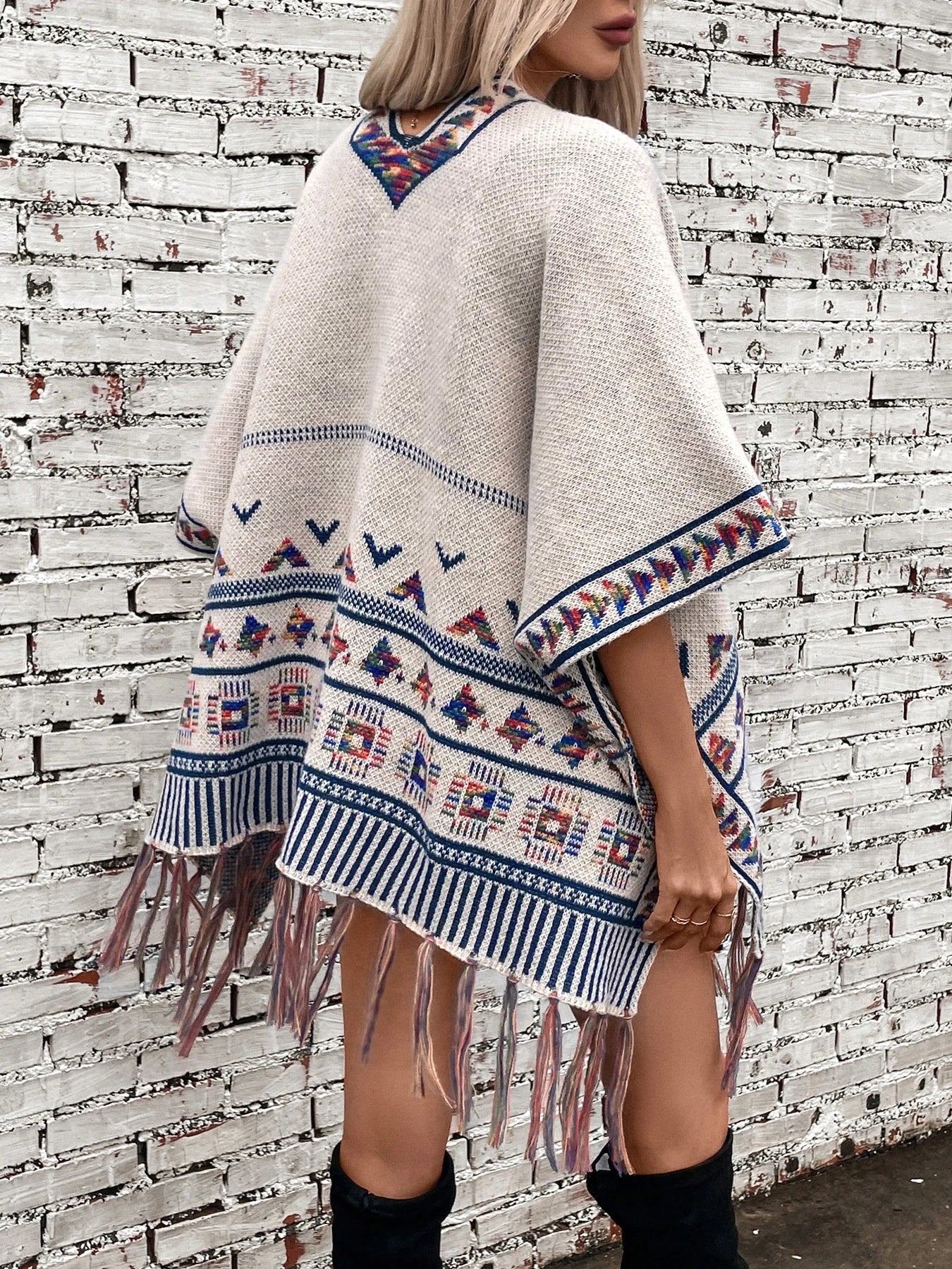 Capes- Tribal-Inspired Cozy Cape for Chilly Evenings- - Pekosa Women Fashion