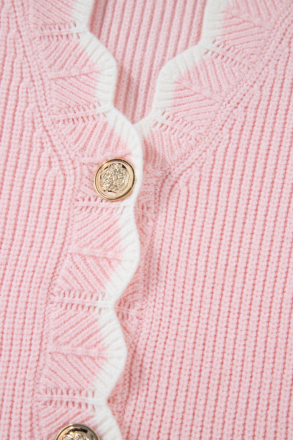 Cardigans - Buttoned Knitwear Scalloped Cardigan