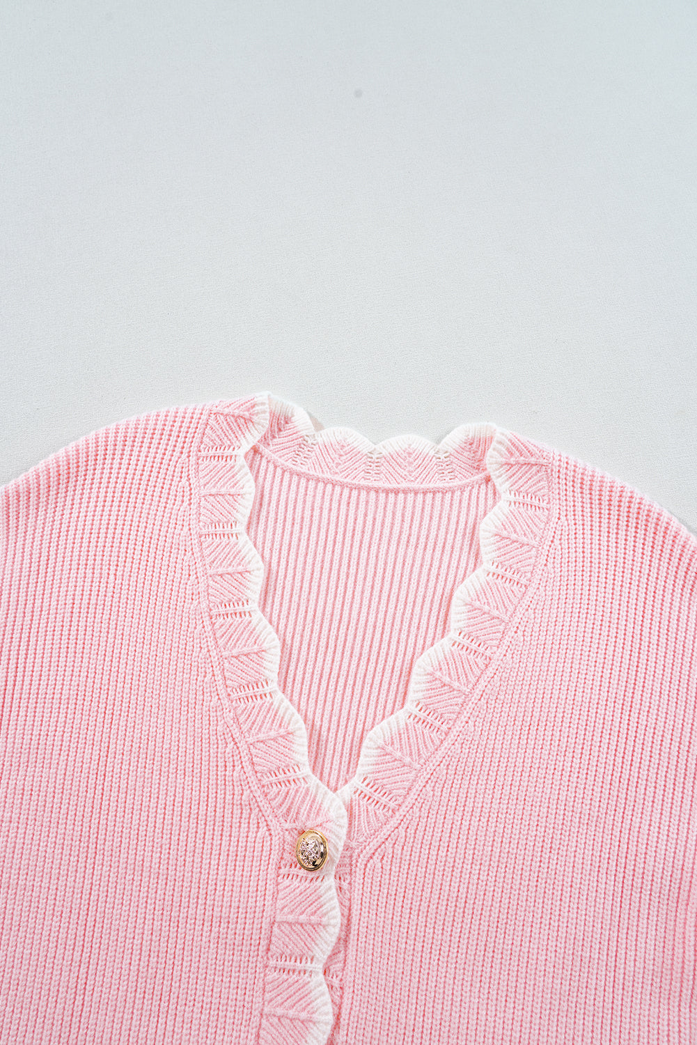 Cardigans - Buttoned Knitwear Scalloped Cardigan