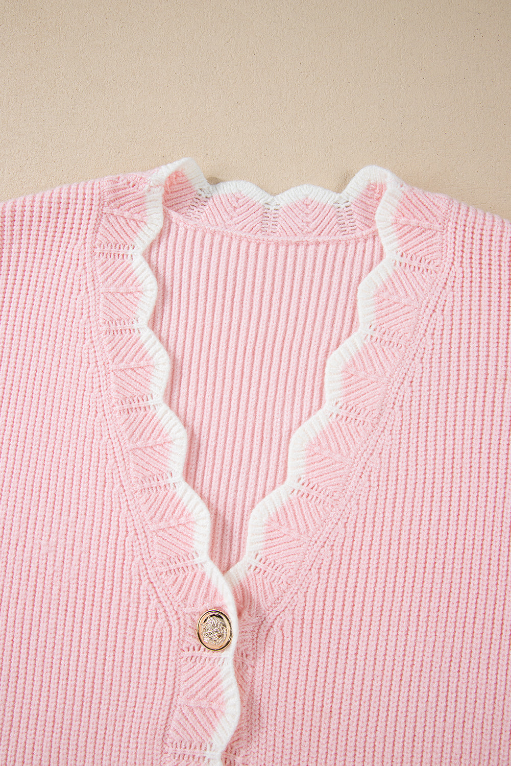 Cardigans - Buttoned Knitwear Scalloped Cardigan