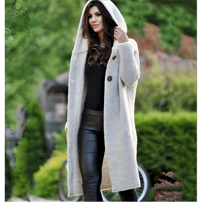 Cardigans - Casual Hooded Duster Cardigan Cape